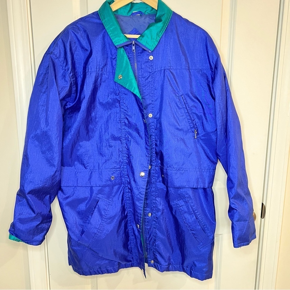 Maggie Sport Vintage Blue & Green Women’s Windbreaker Jacket Sz M